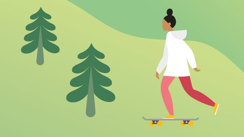 Illustration på en som är på promenad